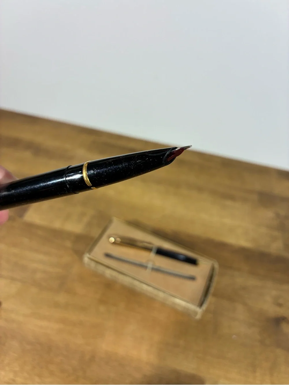 Vintage Scripto Fountain Pen Mechanical Pencil Set Black Green Original Box